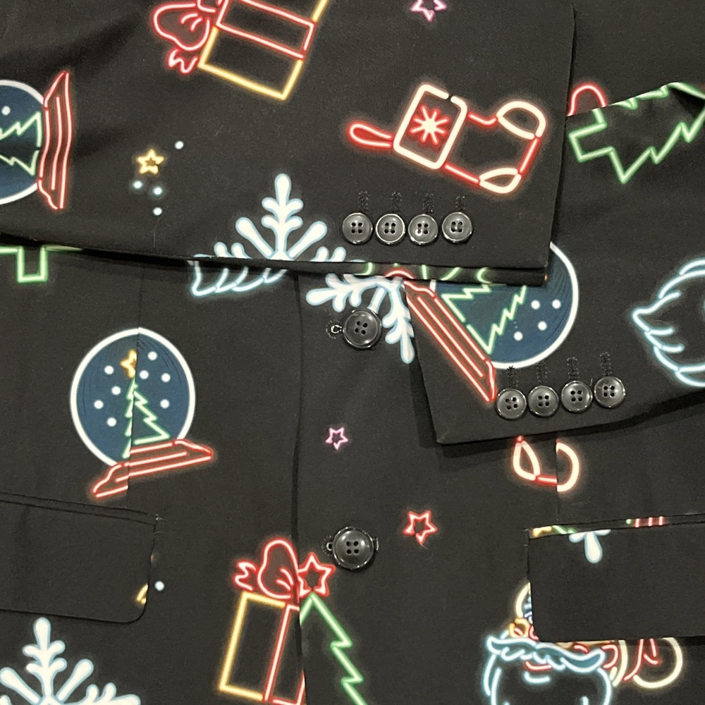 Shinesty Men's Christmas Blazer Party Jacket Sz 40 Black /Festive Holiday NWOT - Picture 4 of 8
